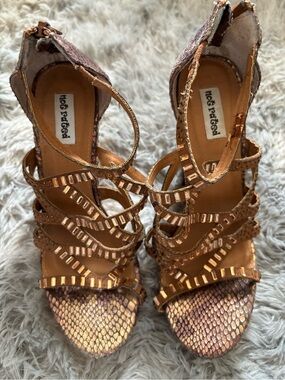Not Rated Copper Metallic Strappy High-Heel Sandals